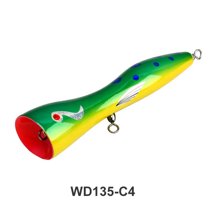 TEASER WD135 Tolure 85g/19.5cm Wooden Popper Fishing Lure Topwater Big Game Saltwater Popper Lure Tuna Wooden Stick Bait Lure