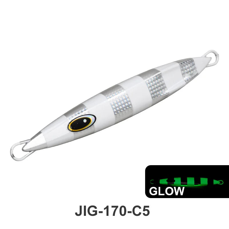 TEASER J171 UV Luminous 150g 200g 250g 300g 400g 500g 600g Fast Sinking Jigging Spoon Bass Fishing Bait Trout Saltwater Jigging