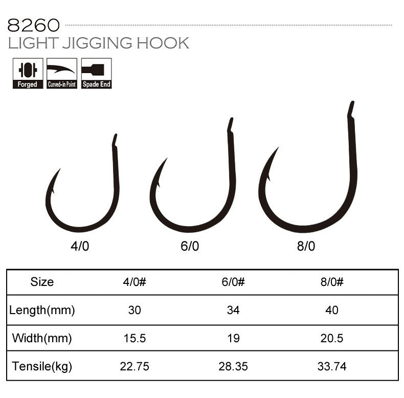 BKK Light Jigging Hook 8260 3X