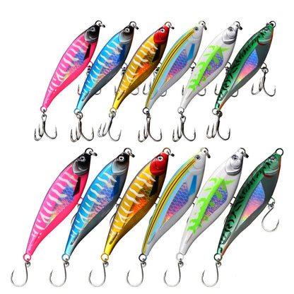 TEASER WZH10 130mm 45g 170mm 90g  ABS UV 3D Eyes Treble Hook Trolling Pencil Lure Big Fish Lure Long Cast for Tuna