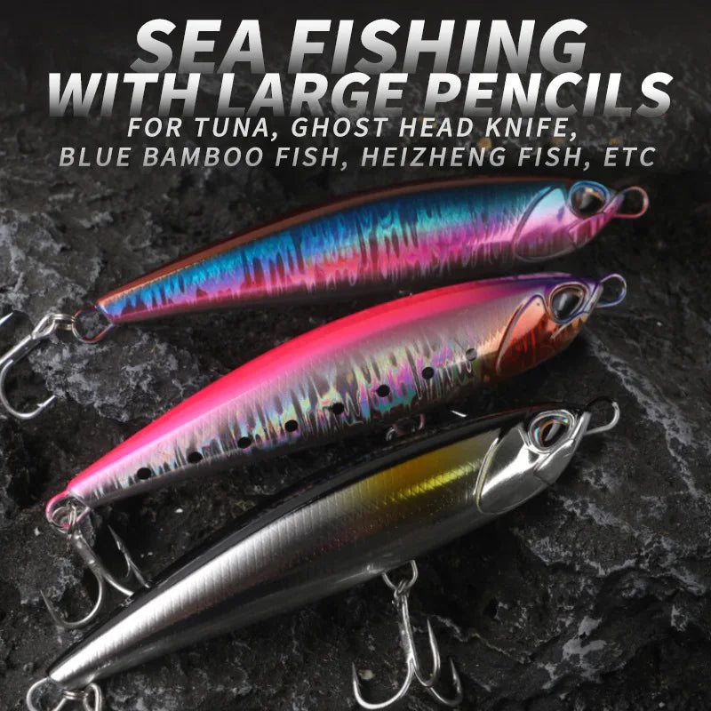 TEASER 160mm 70g Sinking Pencil Lure Sea Fishing Big Game Tuna Hard Bait Snake Walker Topwater Pencil Lure Stick Bait