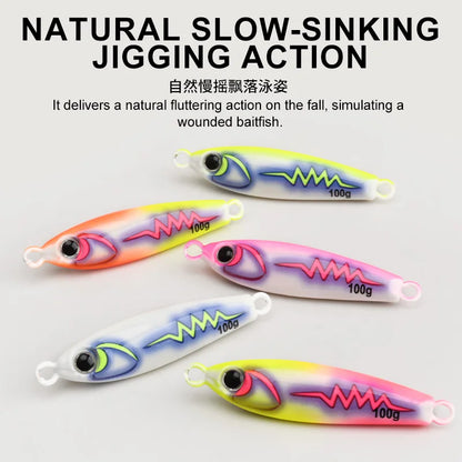 TEASER J172 40g 55g 80g 100g UV 3D Printing Glow Artificial Hard Bait Metal Midwater Jigging Lure  Mackerel Bass With Hooks Lure