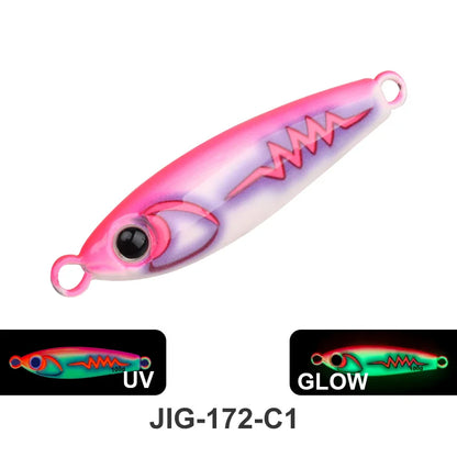 TEASER J172 40g 55g 80g 100g UV 3D Printing Glow Artificial Hard Bait Metal Midwater Jigging Lure  Mackerel Bass With Hooks Lure