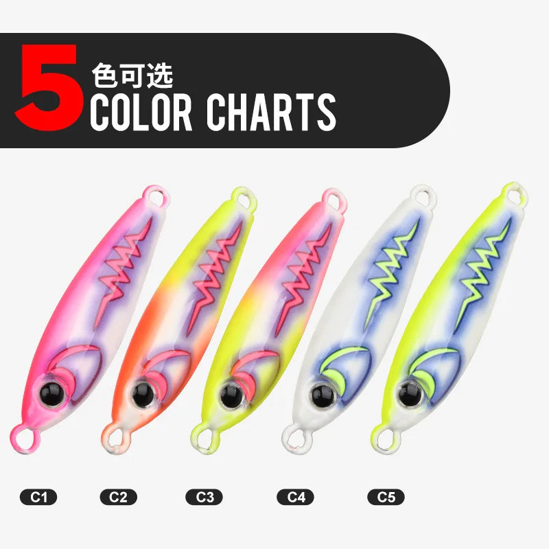 TEASER J172 40g 55g 80g 100g UV 3D Printing Glow Artificial Hard Bait Metal Midwater Jigging Lure  Mackerel Bass With Hooks Lure
