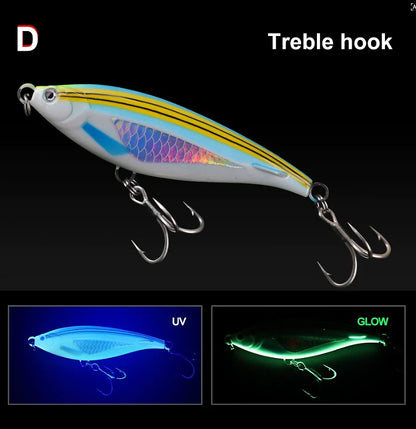 TEASER WZH10 130mm 45g 170mm 90g  ABS UV 3D Eyes Treble Hook Trolling Pencil Lure Big Fish Lure Long Cast for Tuna