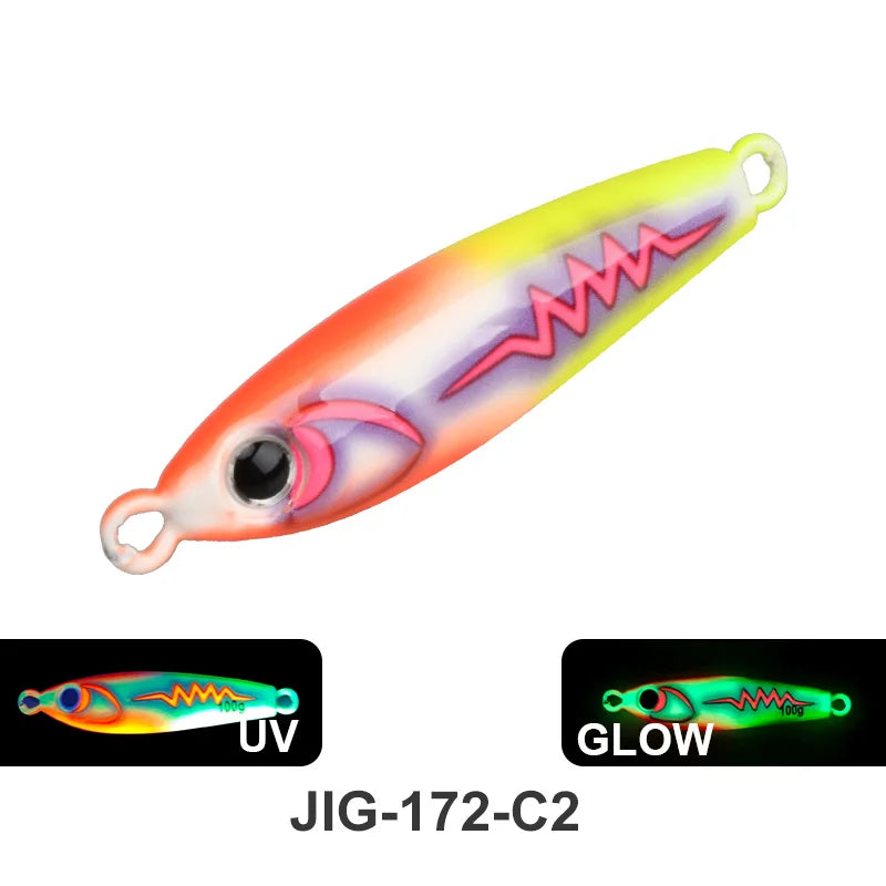 TEASER J172 40g 55g 80g 100g  Wholesale Luminous Jig 3D Printed Metal Fishing Lures  Bait Pitch Made of Lead for Sea Fishing