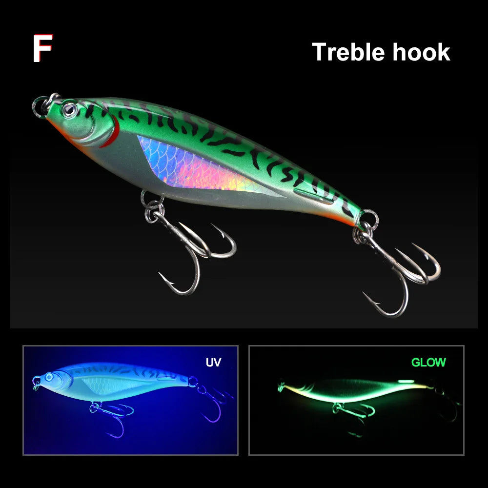 TEASER WZH10 130mm 45g 170mm 90g  ABS UV 3D Eyes Treble Hook Trolling Pencil Lure Big Fish Lure Long Cast for Tuna