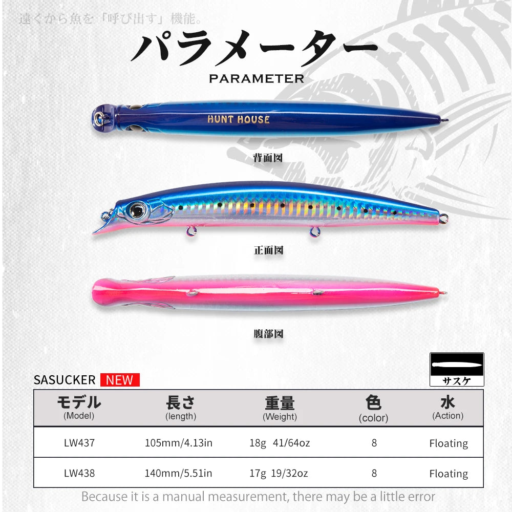 Hunt House 10.5cm 18g 140mm Popper Hard Plastic Surface Bait ABS Top Water Popper Fishing Lure for Trout River Stream Sea