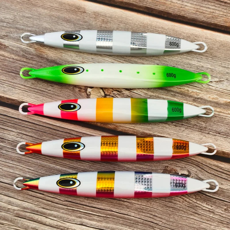 TEASER J171 UV 150g 200g 250g 300g 400g 500g 600gFast Sinking Luminous Metal Jig Slow Shaking Trolling Sea Fishing Lure Tuna