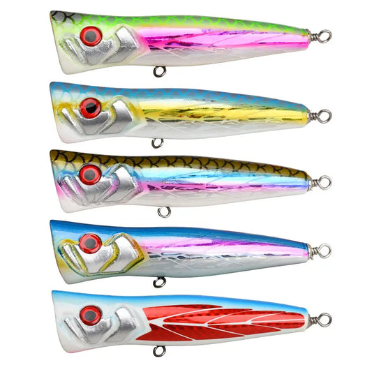 TEASER WD136 100g Wood Topwater Popper Lure UV Luminous Topwater Bait Popper Fishing Lure TopWater Fishing Lure