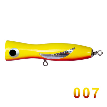 Hunthouse High Quality Popper Lure Saltwater Fishing Hard Bait Wooden Lure Big Popper Trolling Fishing Lures