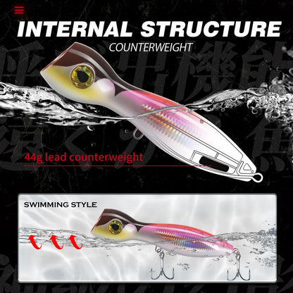 Hunt House Hard Bait Trolling Lure Top Water Fishing Poppers Big Game 205mm 166g Gt Popper