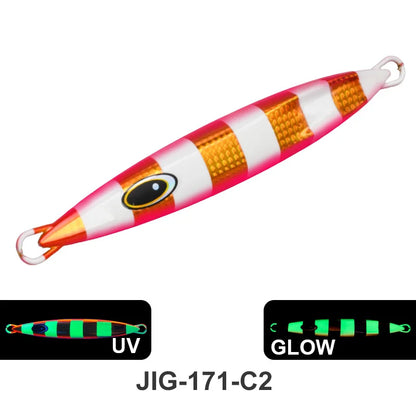 TEASER J171 UV 150g 200g 250g 300g 400g 500g 600gFast Sinking Luminous Metal Jig Slow Shaking Trolling Sea Fishing Lure Tuna