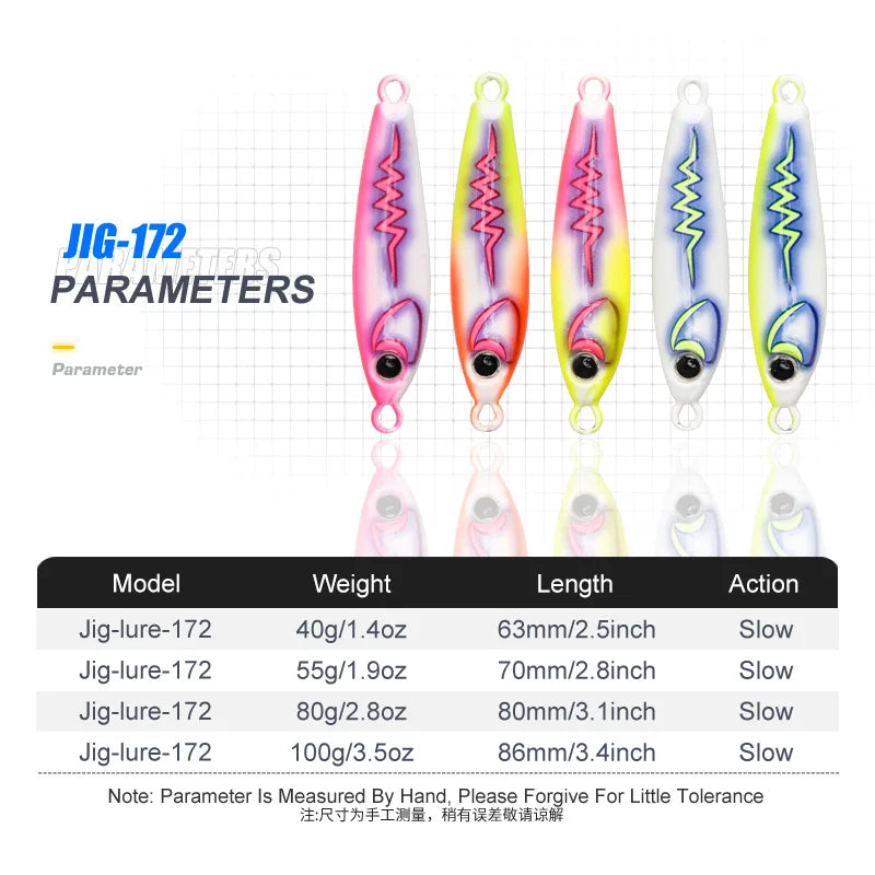TEASER J172 40g 55g 80g 100g  Wholesale Luminous Jig 3D Printed Metal Fishing Lures  Bait Pitch Made of Lead for Sea Fishing