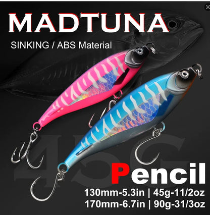 TEASER WZH10 130mm 45g 170mm 90g   Pencil Popper Stick Bait Fishing Lures Long Casting Salt Water Lures