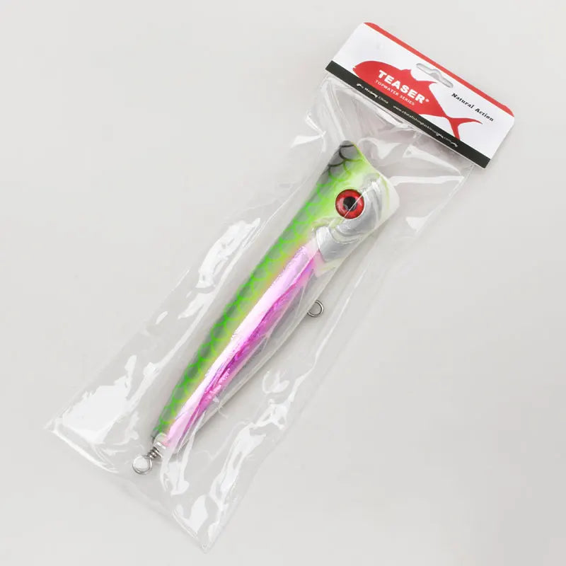 TEASER WD136 100g Wood Topwater Popper Lure UV Luminous Topwater Bait Popper Fishing Lure TopWater Fishing Lure