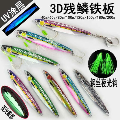 TEASER WC-89 30g40g60g80g100g120g150g 3D UV Printed Luminous Metal Lead Saltwater Fish Jig Lure with Slow Bottom Baits