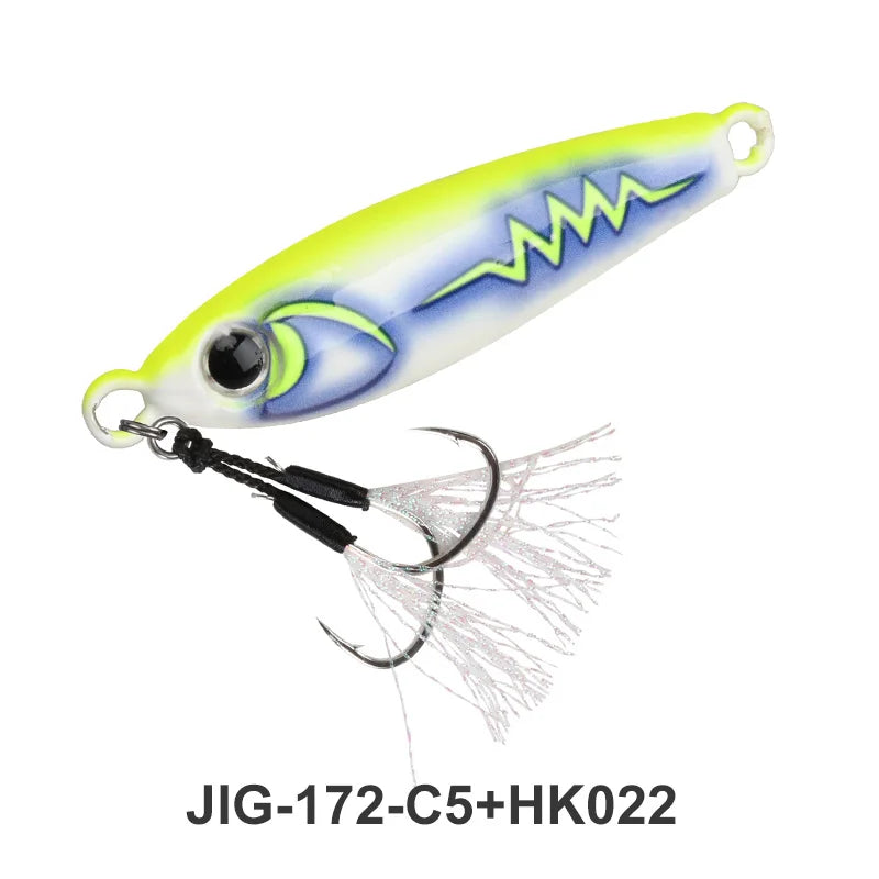 TEASER J172 40g 55g 80g 100g UV 3D Printing Glow Artificial Hard Bait Metal Midwater Jigging Lure  Mackerel Bass With Hooks Lure