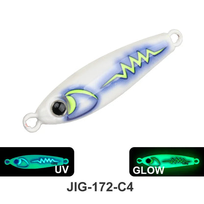 TEASER J172 40g 55g 80g 100g UV 3D Printing Glow Artificial Hard Bait Metal Midwater Jigging Lure  Mackerel Bass With Hooks Lure