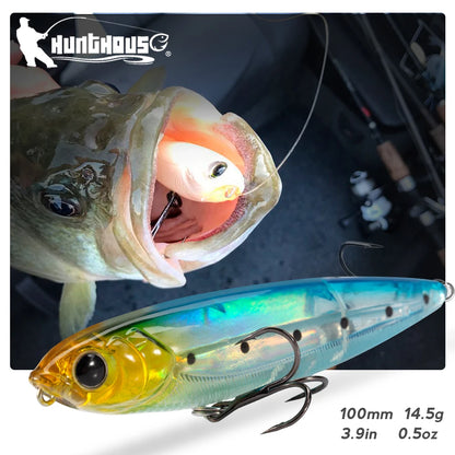 Pencil Topwater Lure 100mm 14.5g Walk the Dog Surface Bait Reflective Flash StickBait for Seabass