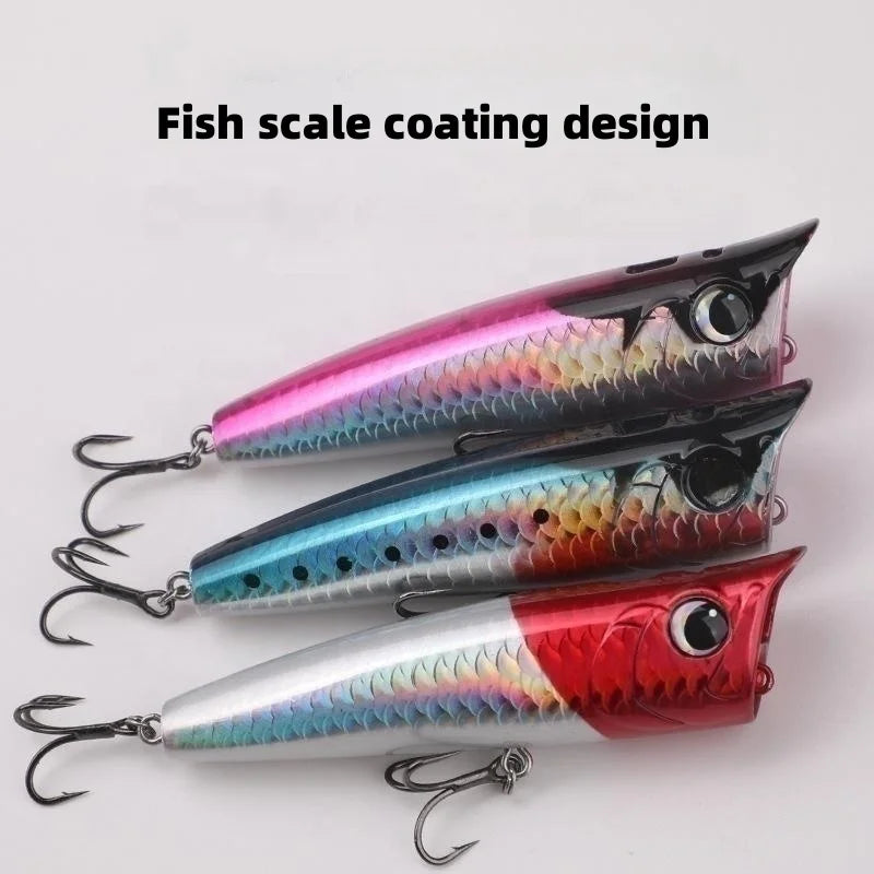 High Quality Fishing Lure 15g 20g with Lifelike 3D Eyes Saltwater 5 Colours Artificial Hard Plastics Popper Lure Bait