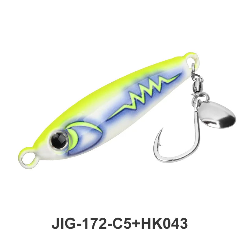 TEASER J172 40g 55g 80g 100g UV 3D Printing Glow Artificial Hard Bait Metal Midwater Jigging Lure  Mackerel Bass With Hooks Lure