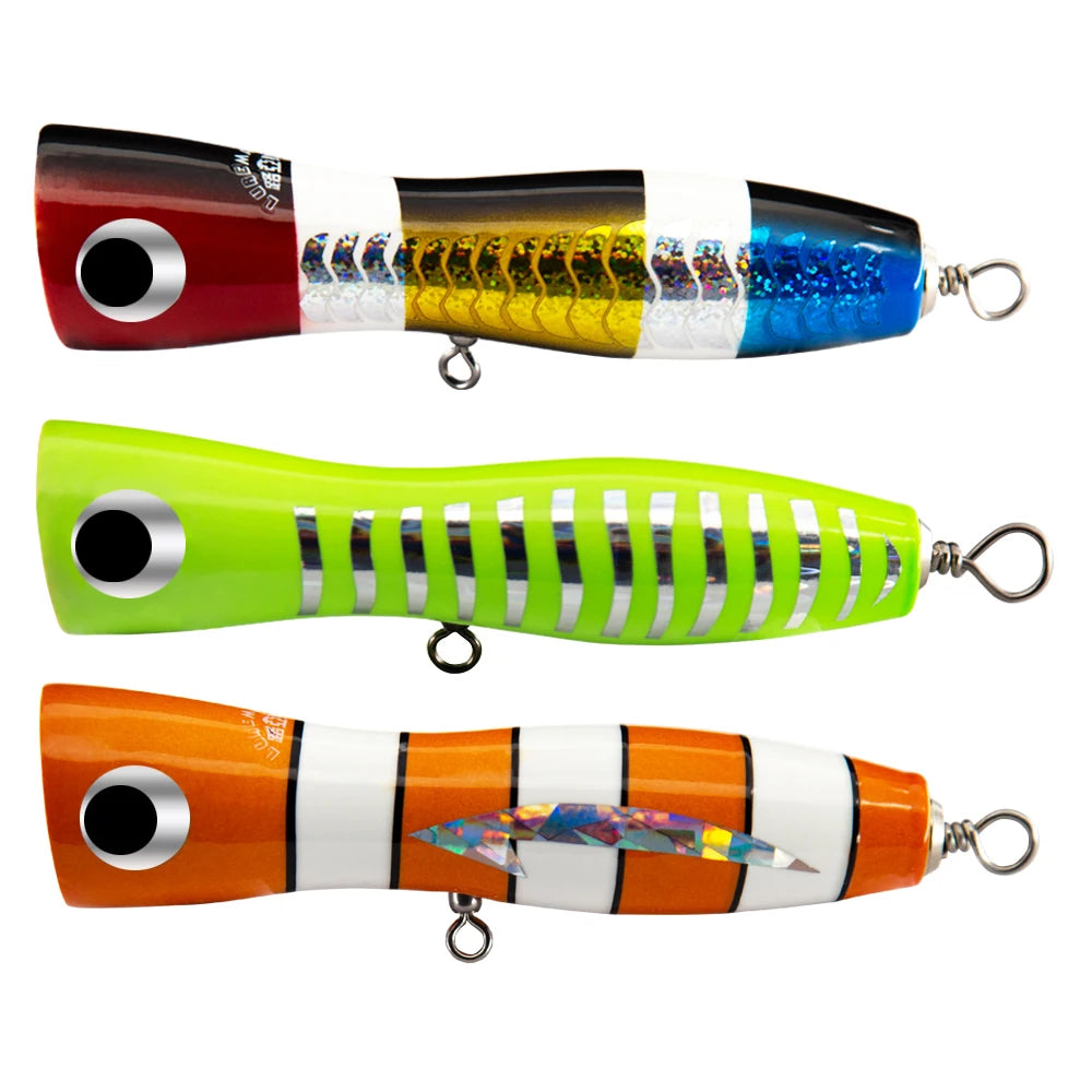 Hunthouse Floating Wood Fish Popper Lures 170mm  136g Trolling Tuna Wooden Sea Fishing Popper Lure Bait