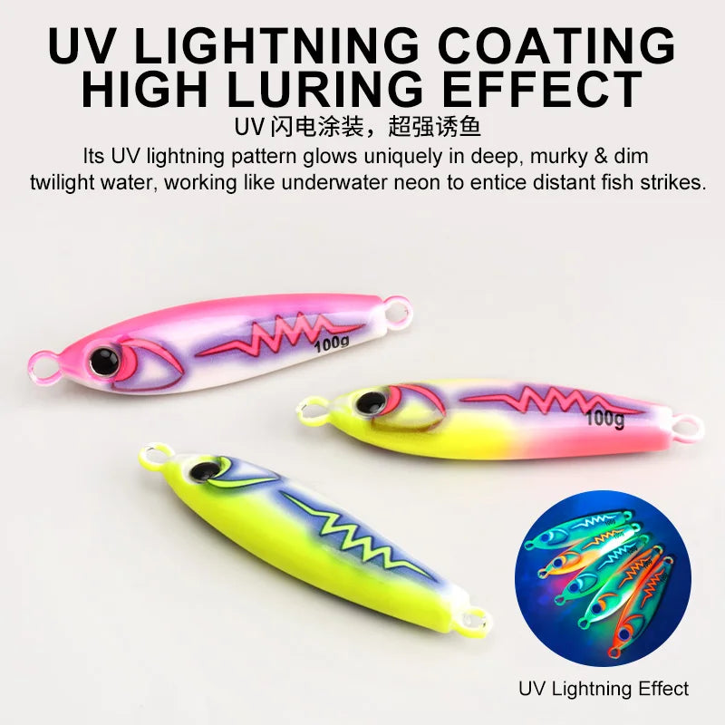 TEASER J172 40g 55g 80g 100g  Wholesale Luminous Jig 3D Printed Metal Fishing Lures  Bait Pitch Made of Lead for Sea Fishing