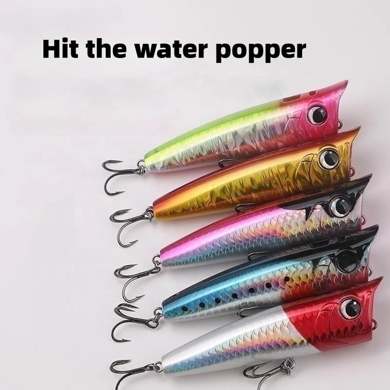 High Quality Fishing Lure 15g 20g with Lifelike 3D Eyes Saltwater 5 Colours Artificial Hard Plastics Popper Lure Bait