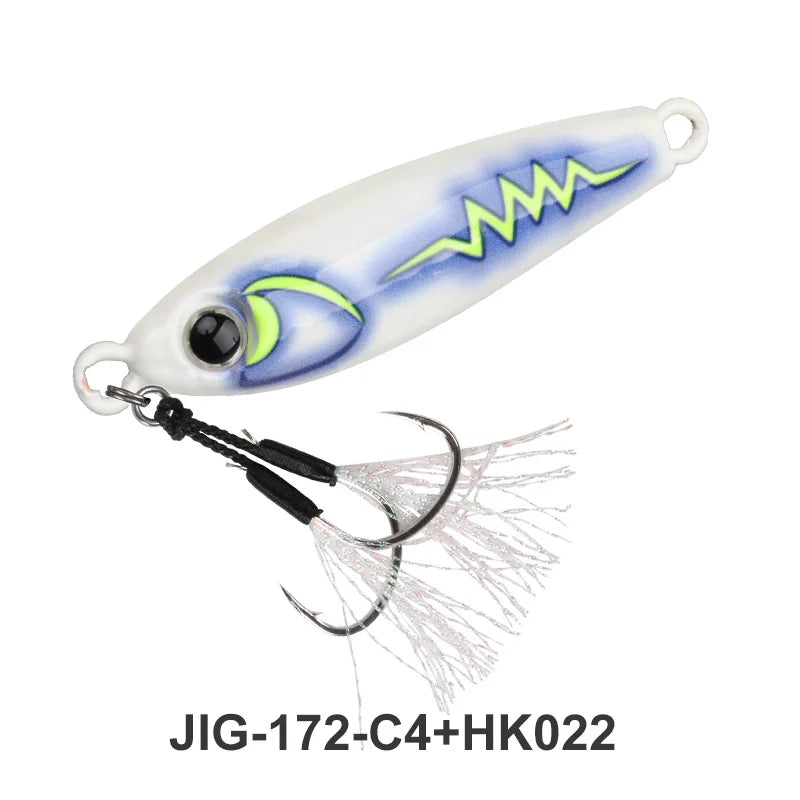 TEASER J172 40g 55g 80g 100g UV 3D Printing Glow Artificial Hard Bait Metal Midwater Jigging Lure  Mackerel Bass With Hooks Lure