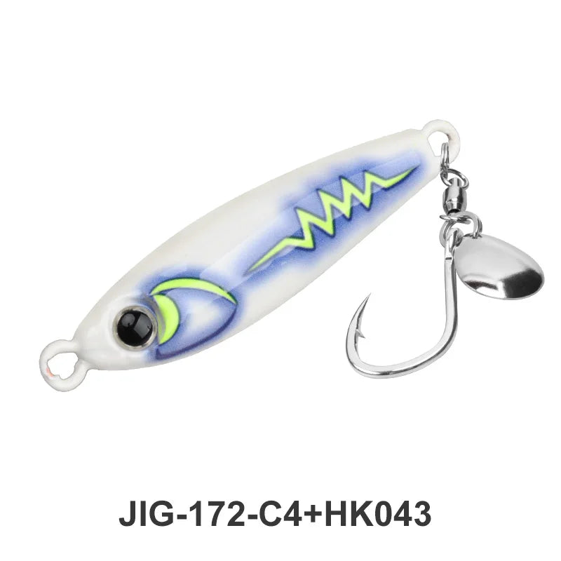 TEASER J172 40g 55g 80g 100g UV 3D Printing Glow Artificial Hard Bait Metal Midwater Jigging Lure  Mackerel Bass With Hooks Lure