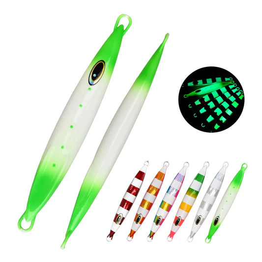 TEASER J171 UV 150g 200g 250g 300g 400g 500g 600gFast Sinking Luminous Metal Jig Slow Shaking Trolling Sea Fishing Lure Tuna
