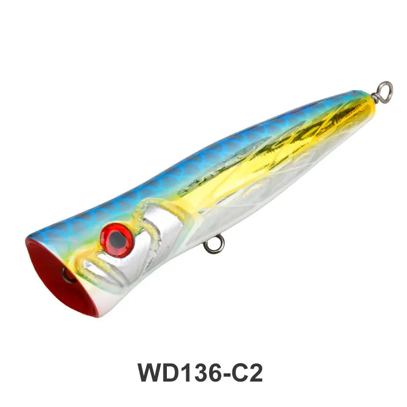 TEASER WD136 100g Wood Topwater Popper Lure UV Luminous Topwater Bait Popper Fishing Lure TopWater Fishing Lure