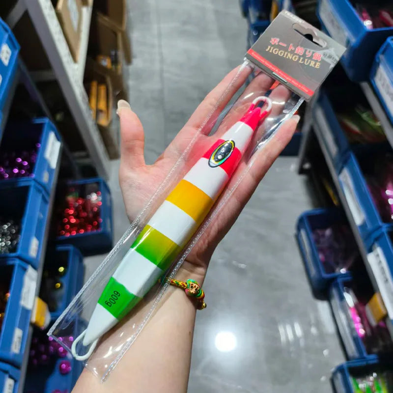 TEASER J171 UV 150g 200g 250g 300g 400g 500g 600gFast Sinking Luminous Metal Jig Slow Shaking Trolling Sea Fishing Lure Tuna
