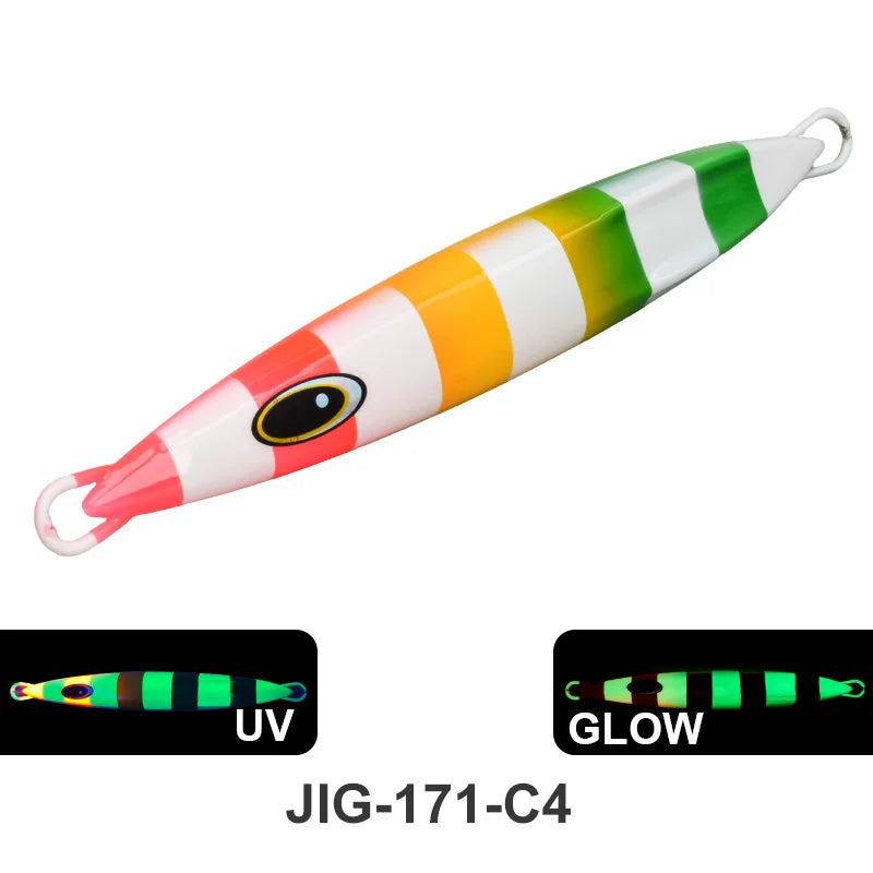 TEASER J171 UV Luminous 150g 200g 250g 300g 400g 500g 600g  Fast Sinking Jigging Spoon Bass Fishing Bait Trout Saltwater Jigging