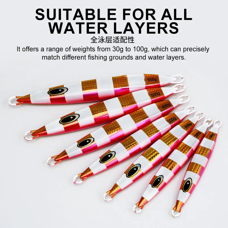 TEASER J171 UV Luminous 150g 200g 250g 300g 400g 500g 600g  Fast Sinking Jigging Spoon Bass Fishing Bait Trout Saltwater Jigging