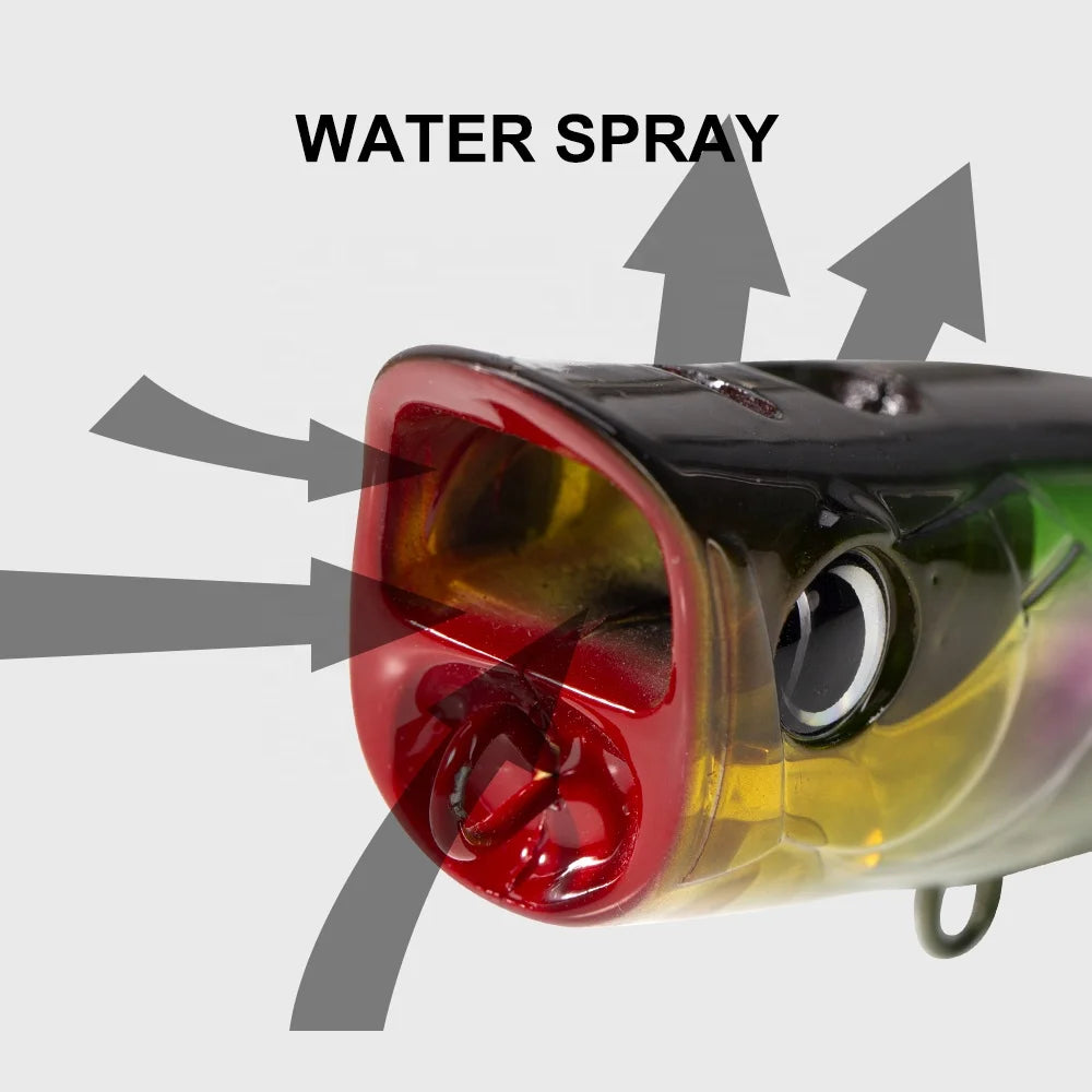 Hunthouse Fishing Lure Popper 90mm 23g Topwater ABS Hard Plastic 8 Colors 3D Lifelike Eyes Fishing Popper Lure
