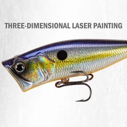 Wholesale Customized 70mm 10g Top Water Lure Artificial Laser Popper Lures for Freshwater Fishing Popper Lure