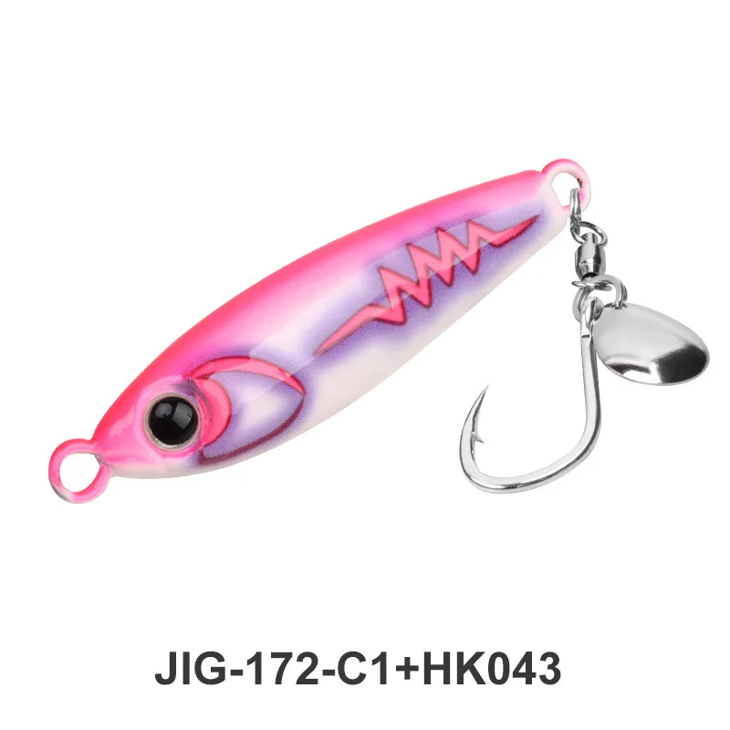 TEASER J172 40g 55g 80g 100g UV 3D Printing Glow Artificial Hard Bait Metal Midwater Jigging Lure  Mackerel Bass With Hooks Lure
