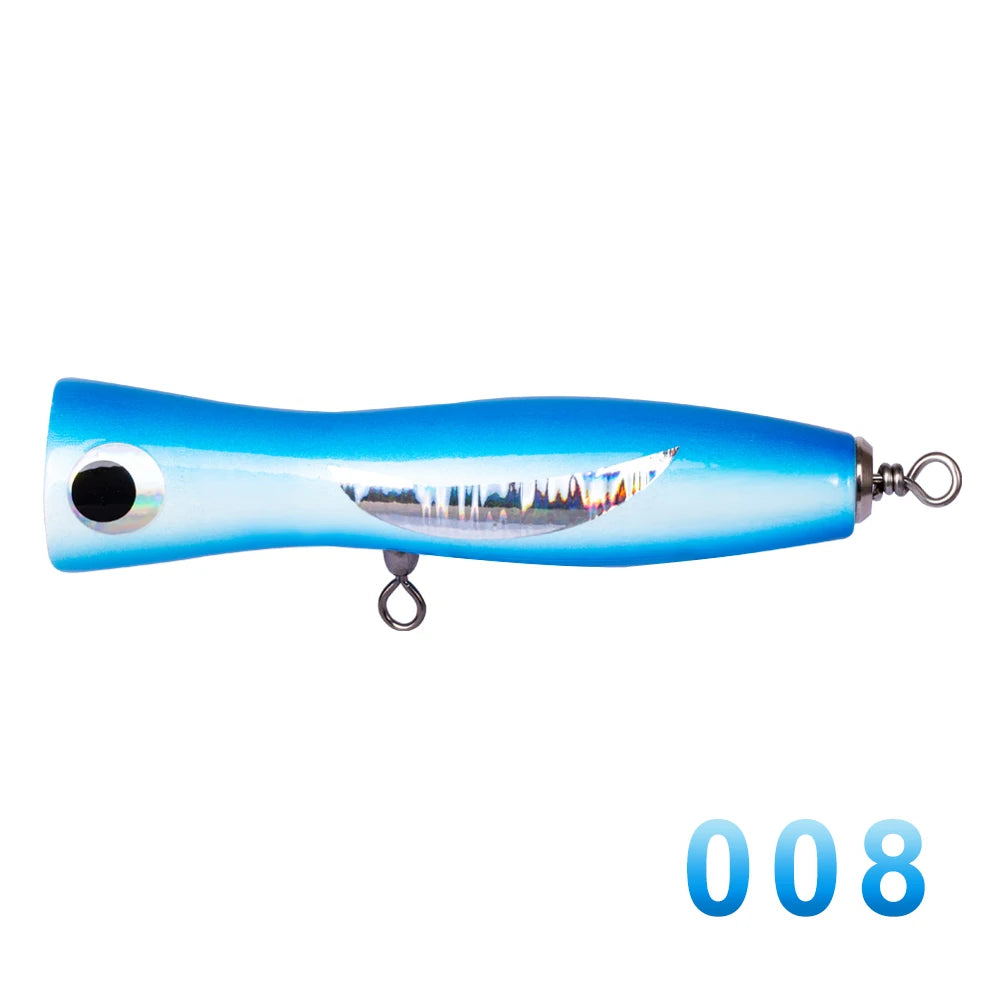Hunthouse High Quality Popper Lure Saltwater Fishing Hard Bait Wooden Lure Big Popper Trolling Fishing Lures
