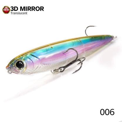 Pencil Topwater Lure 100mm 14.5g Walk the Dog Surface Bait Reflective Flash StickBait for Seabass