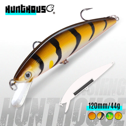 120mm 44g Heavy Sinking Minnow Fishing Lure Long Casting Trolling Hard Bait LW134 for Saltwater Tuna Sea Bass Wholesale