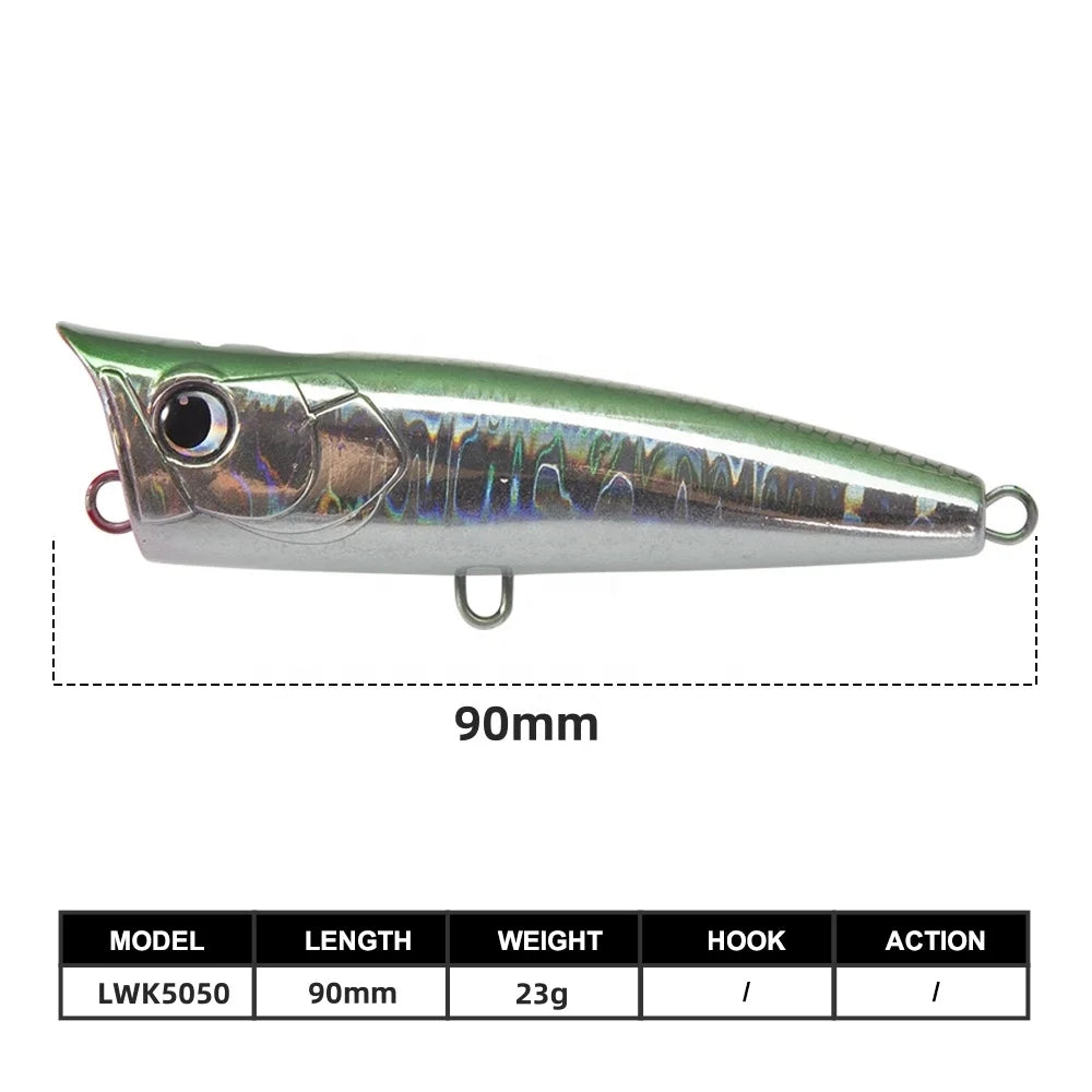 Factory Wholesale 90mm/23g Popper Fishing Lures Newest Popular Hard Body Bait Saltwater Fishing Popper Lures