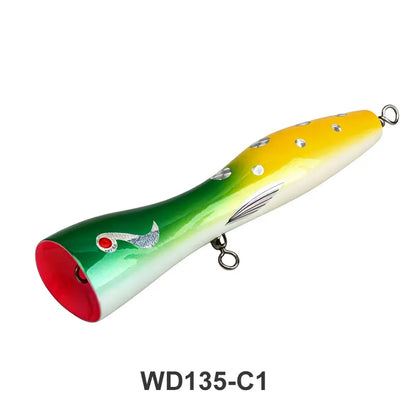 TEASER WD135 Tolure 85g/19.5cm Wood Popper Lure Stick Bait Handmade Saltwater Trolling GT Popper Lure Fishing Wooden Popper
