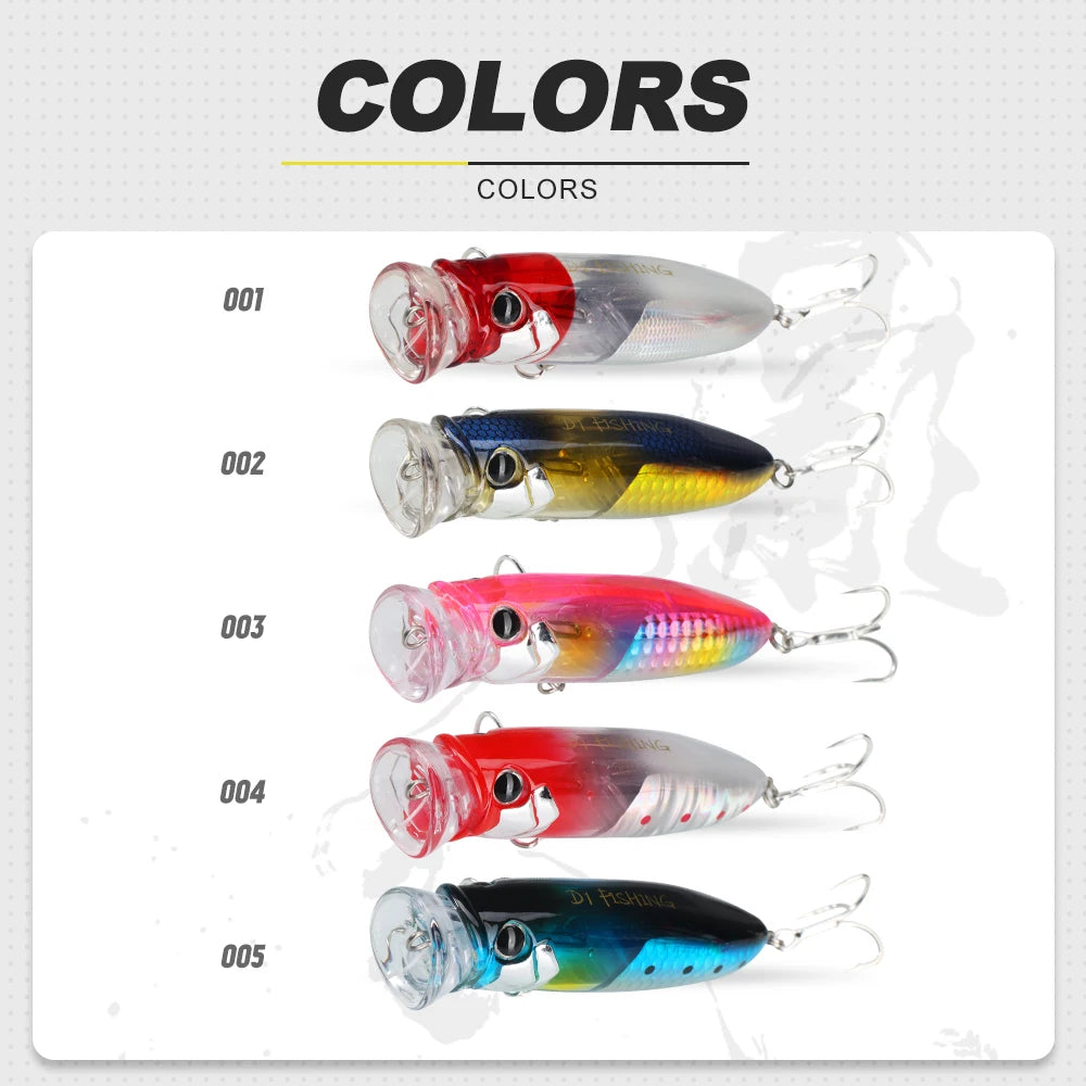 Wholesale Hard Baits Floating Popper 90mm/18.8g Artificial Plastic Bait Fishing Lure with Hooks for Fishing