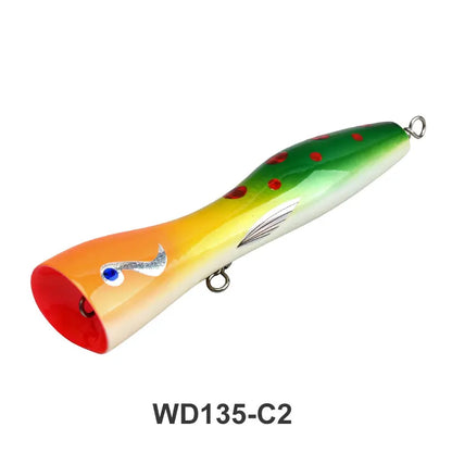 TEASER WD135 Tolure 85g/19.5cm Wood Popper Lure Stick Bait Handmade Saltwater Trolling GT Popper Lure Fishing Wooden Popper