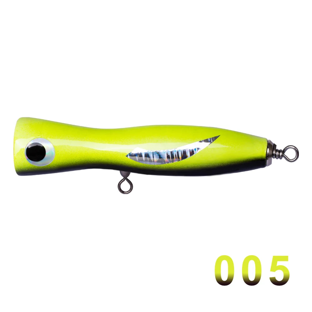Hunthouse High Quality Popper Lure Saltwater Fishing Hard Bait Wooden Lure Big Popper Trolling Fishing Lures