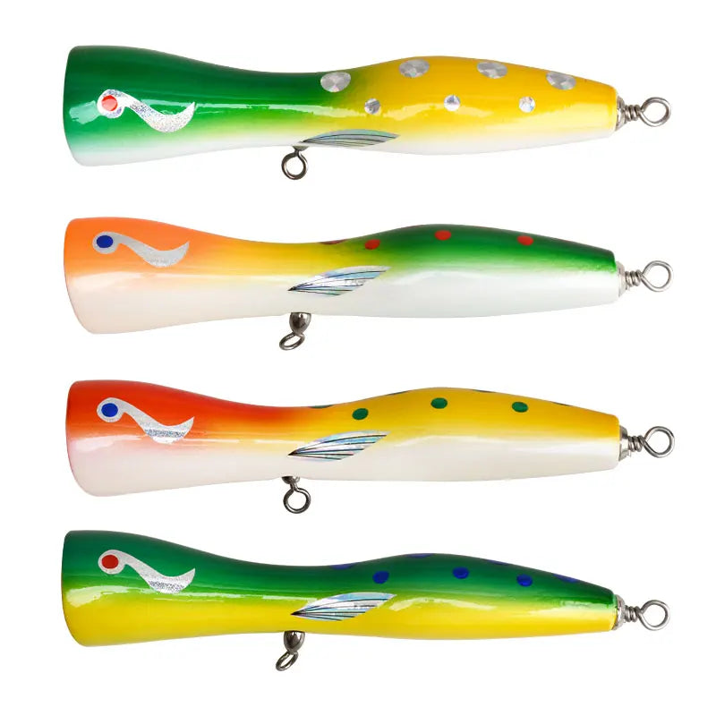 TEASER WD135 Tolure 85g/19.5cm Wood Popper Lure Stick Bait Handmade Saltwater Trolling GT Popper Lure Fishing Wooden Popper
