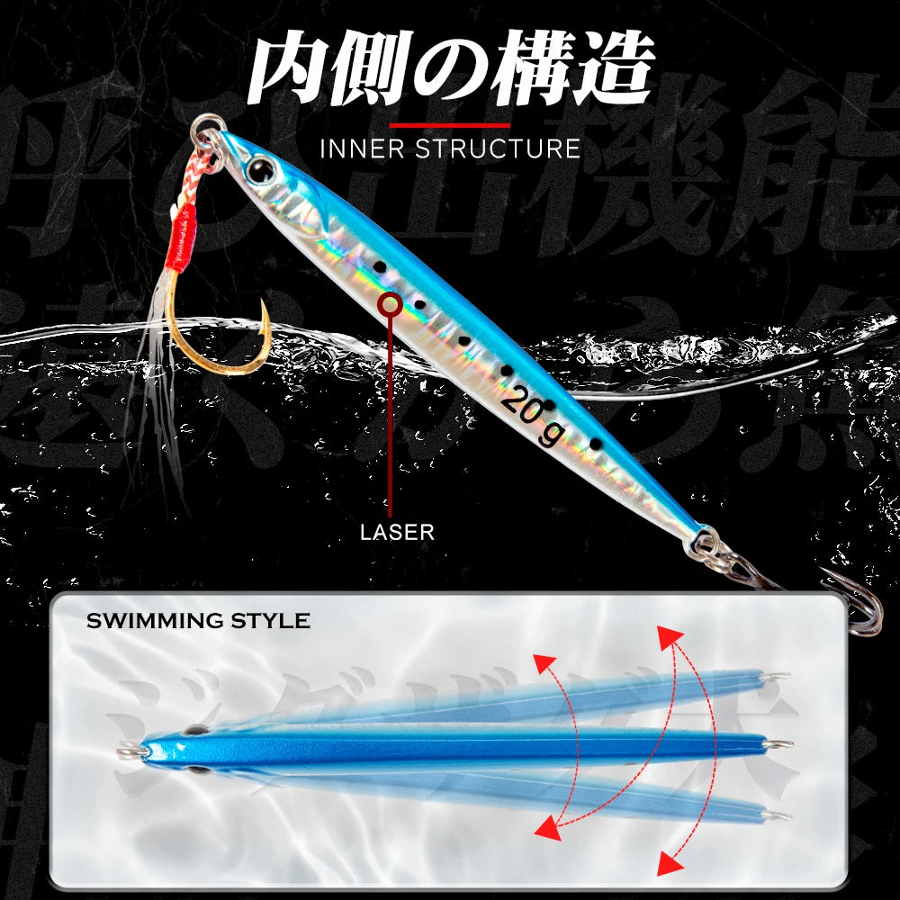 HUNTHOUSE Jigging Lure 7g 10g 15g 20g Slow Pitch Jigging Lure with Hook Jig Lead Sinking Metal Jigs Bait