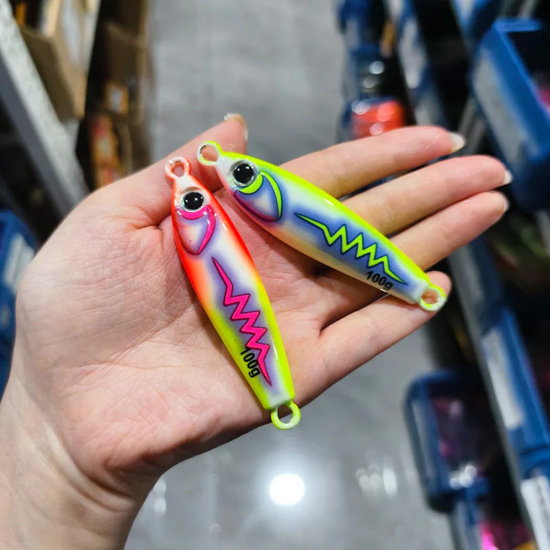 TEASER J172 40g 55g 80g 100g  Wholesale Luminous Jig 3D Printed Metal Fishing Lures  Bait Pitch Made of Lead for Sea Fishing